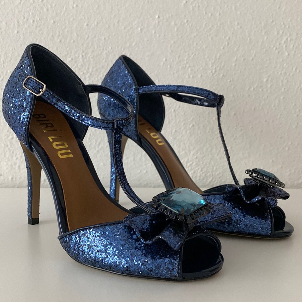 Bibi Lou, size 37EU, blue glitter with jewel.